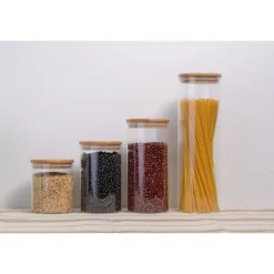 Förvaringsburkar för livsmedel - Set med 4 - Borosilikatglas - Lufttät lock - 4 olika storlekar
