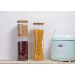 Förvaringsburkar för livsmedel - Set med 4 - Borosilikatglas - Lufttät lock - 4 olika storlekar