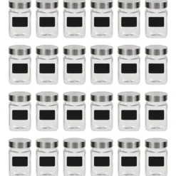 Förvaringsburkar i glas med etiketter 24 st 300 ml
