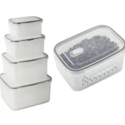 Förvaringsburkar 4-set - Täta köksburkar med korg