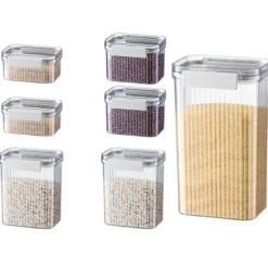 Förvaringsburkar 7-set - Täta köksburkar för pasta och torrvaror