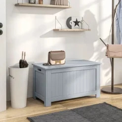 Förvaringskista - Förvaringslåda med lock - 81×40×46 cm - För sovrum - För småsaker - Ljusgrå