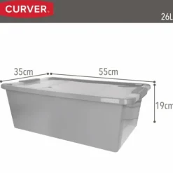 Förvaringslåda Curver Grå Plast 26 L 55 x 19 x 35 cm (7 antal)