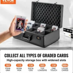 Förvaringslåda för graderade kort, 52,5x29,5x16,5 cm, lås, aluminium, förvaring