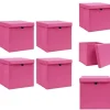 Förvaringslådor - Living Förvaringslådor med lock 4 st rosa 32x32x32 cm tyg