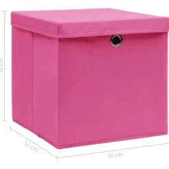 Förvaringslådor - Living Förvaringslådor med lock 4 st rosa 32x32x32 cm tyg