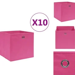 Förvaringslådor - Living Förvaringslådor 10 st non-woven tyg 28x28x28 cm rosa