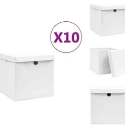 Förvaringslådor - Living Förvaringslådor med lock 10 st 28x28x28 cm vit