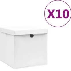Förvaringslådor - Living Förvaringslådor med lock 10 st 28x28x28 cm vit