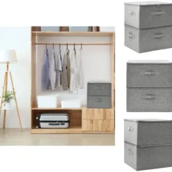 Förvaringslådor - Living Förvaringslåda 2 st tyg 43x34x23 cm grå