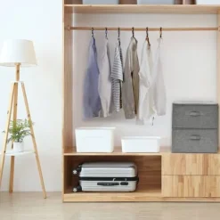 Förvaringslådor - Living Förvaringslåda 2 st tyg 43x34x23 cm grå