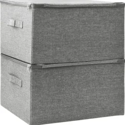 Förvaringslådor - Living Förvaringslåda 2 st tyg 43x34x23 cm grå