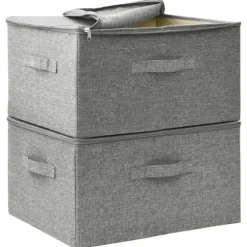 Förvaringslådor - Living Förvaringslåda 2 st tyg 43x34x23 cm grå