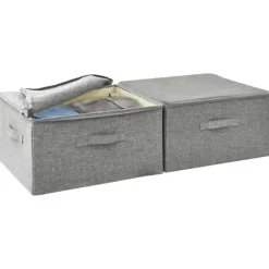 Förvaringslådor - Living Förvaringslåda 2 st tyg 43x34x23 cm grå