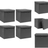 Förvaringslådor - Living Förvaringslådor med lock 4 st grå 32x32x32 cm tyg