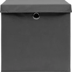 Förvaringslådor - Living Förvaringslådor med lock 4 st grå 32x32x32 cm tyg