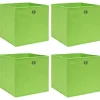 Förvaringslådor 4 st grön 32x32x32 cm tyg