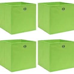 Förvaringslådor 4 st grön 32x32x32 cm tyg