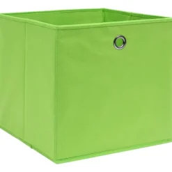 Förvaringslådor 4 st grön 32x32x32 cm tyg