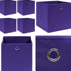 Förvaringslådor 4 st lila 32x32x32 cm tyg - Förvaringslåda - Förvaringslådor - Home & Living