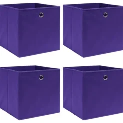 Förvaringslådor 4 st lila 32x32x32 cm tyg - Förvaringslåda - Förvaringslådor - Home & Living