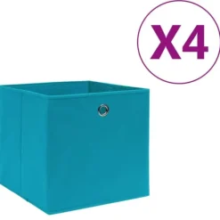 Förvaringslådor 4 st non-woven tyg 28x28x28 cm babyblå