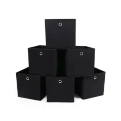 Förvaringslådor 6 stycken svarta, 30 x 30 x 30 cm