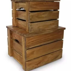 Förvaringslådor - vidaXL - 2 st - Återvunnet trä - Antik stil - Brun