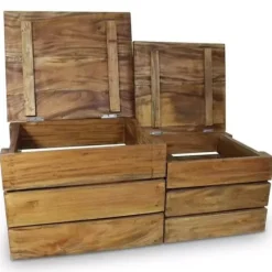 Förvaringslådor - vidaXL - 2 st - Återvunnet trä - Antik stil - Brun