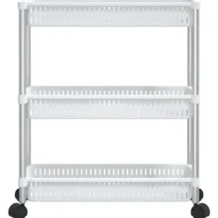 Förvaringslådor för hemmet - Living Förvaringsvagn 3 hyllor silver och vit aluminium