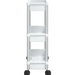 Förvaringslådor för hemmet - Living Förvaringsvagn 3 hyllor silver och vit aluminium