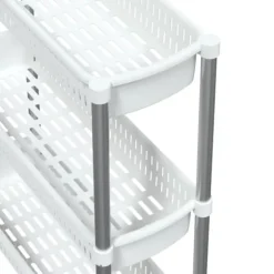 Förvaringslådor för hemmet - Living Förvaringsvagn 3 hyllor silver och vit aluminium