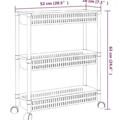Förvaringslådor för hemmet - Living Förvaringsvagn 3 hyllor silver och vit aluminium