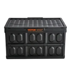 Förvaringslådor, hopfällbara med lock, 52.5x36x30 cm, svart, plast