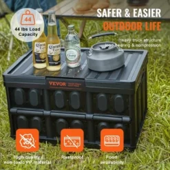 Förvaringslådor, hopfällbara med lock, 52.5x36x30 cm, svart, plast