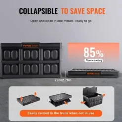 Förvaringslådor, hopfällbara med lock, 52.5x36x30 cm, svart, plast