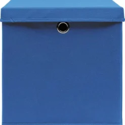 Förvaringslådor med lock - 10 st hopfällbara lådor | Färg: Blå | Storlek: 28x28x28 cm