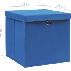 Förvaringslådor med lock - 10 st hopfällbara lådor | Färg: Blå | Storlek: 28x28x28 cm