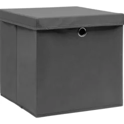 Förvaringslådor med lock 4 st 28x28x28 cm grå