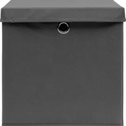 Förvaringslådor med lock 4 st 28x28x28 cm grå