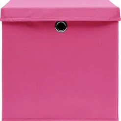 Förvaringslådor med lock 4 st 28x28x28 cm rosa