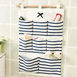 Förvaringsväska - Organisatör - 8 fickor - Bomull och linne - 49cm x 34.5cm - Svart