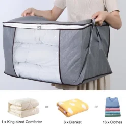 Förvaringsväska för lakan, täcken, kläder 60x43x35 cm Grå 2-pack