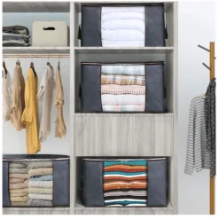 Förvaringsväska för lakan, täcken, kläder 60x43x35 cm Grå 2-pack