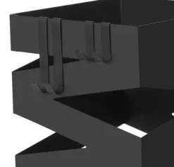 Fyrkantigt Paraplyställ i Metall Med Krokar, Droppbricka, 15,5x15,5x49 cm svart