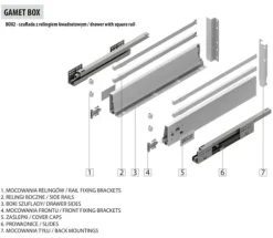 GAMET BOX2 låda, fyrkantig skena, hög, antracit, 500 mm