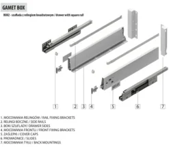 GAMET BOX2 låda, fyrkantig skena, medium, vit, 300 mm