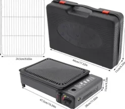 Gasgrill, Bärbar Design, Justerbara Värmeinställningar,svart