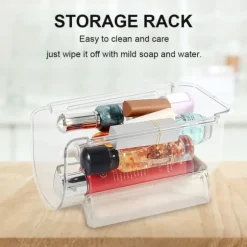 Genomskinliga Vinflaskhållare Stapelbara Plast Vinställ Hållare För Köksbänkskivor Skafferi Kylskåp