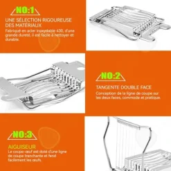 Äggdelare - CONFOZEN - 13,7x9,2x2,5 cm - Rostfritt stål - Multifunktionell - Ergonomisk